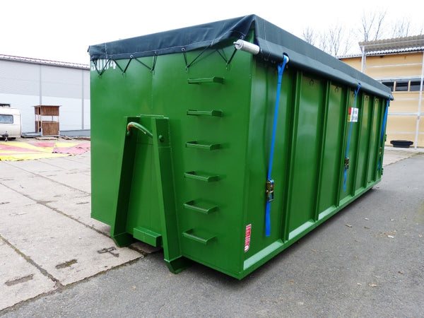 Bâche monofoliant PE perméable à l'air 200g/m² avec manivelle roll-fix conteneurs camions bennes